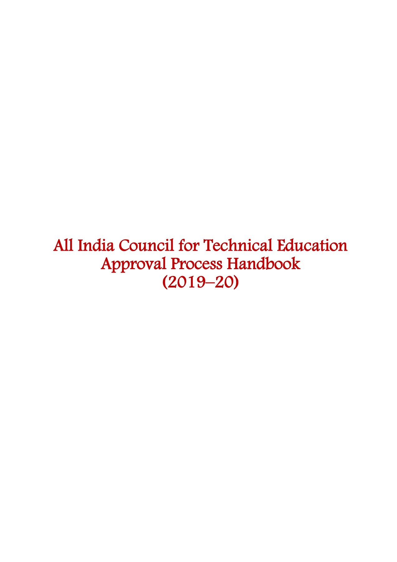 Aicte approval process handbook 2019-20 pdf